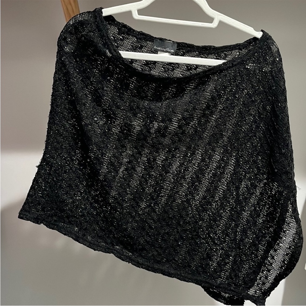 Black party shawl cover up sequins size XL Brittany Black